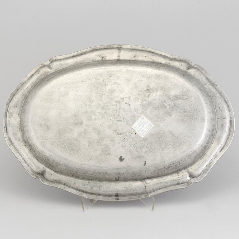 An 18th century rococo pewter plate.