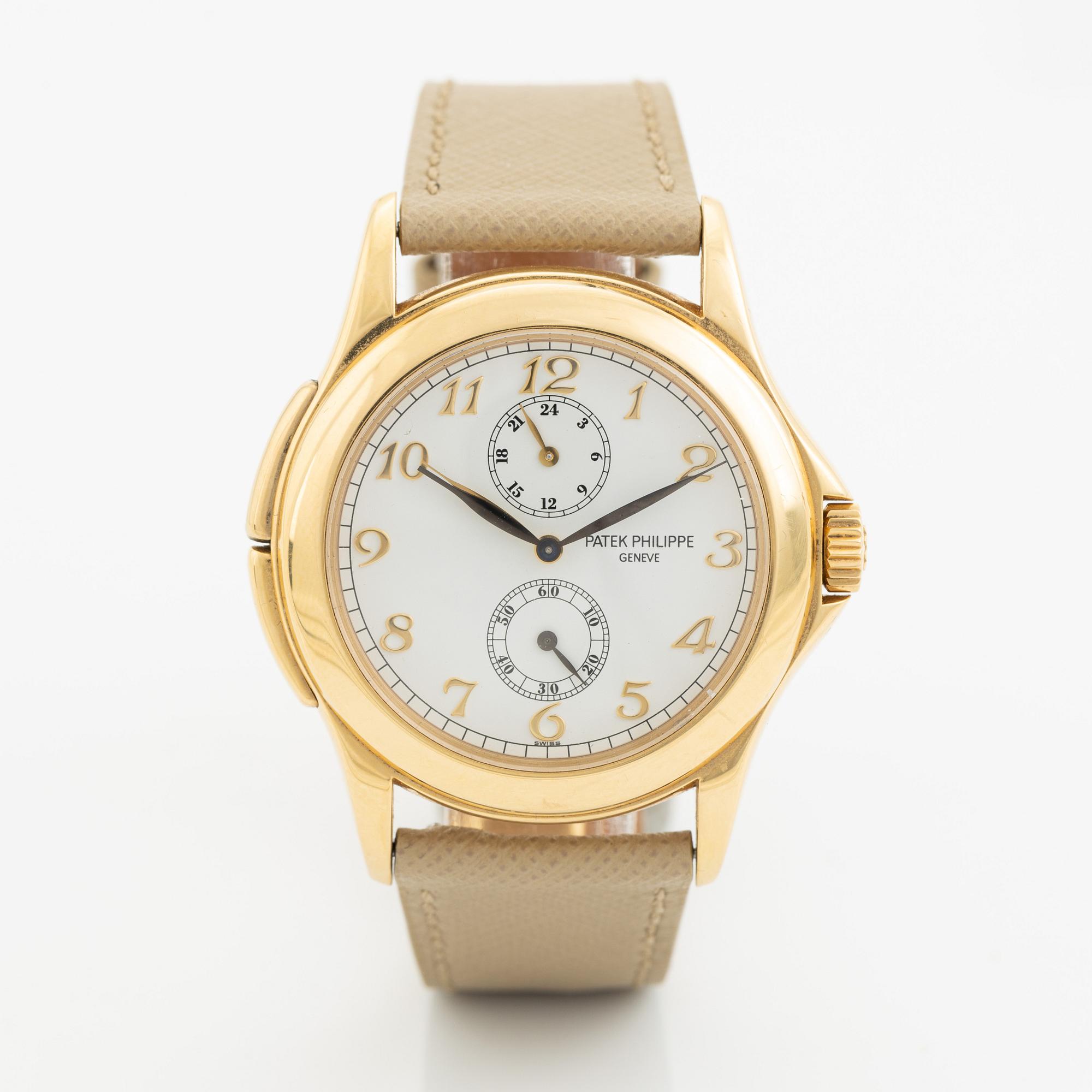 Patek Philippe, Calatrava, Travel Time, "Geneva Seal", wristwatch, 37 mm.