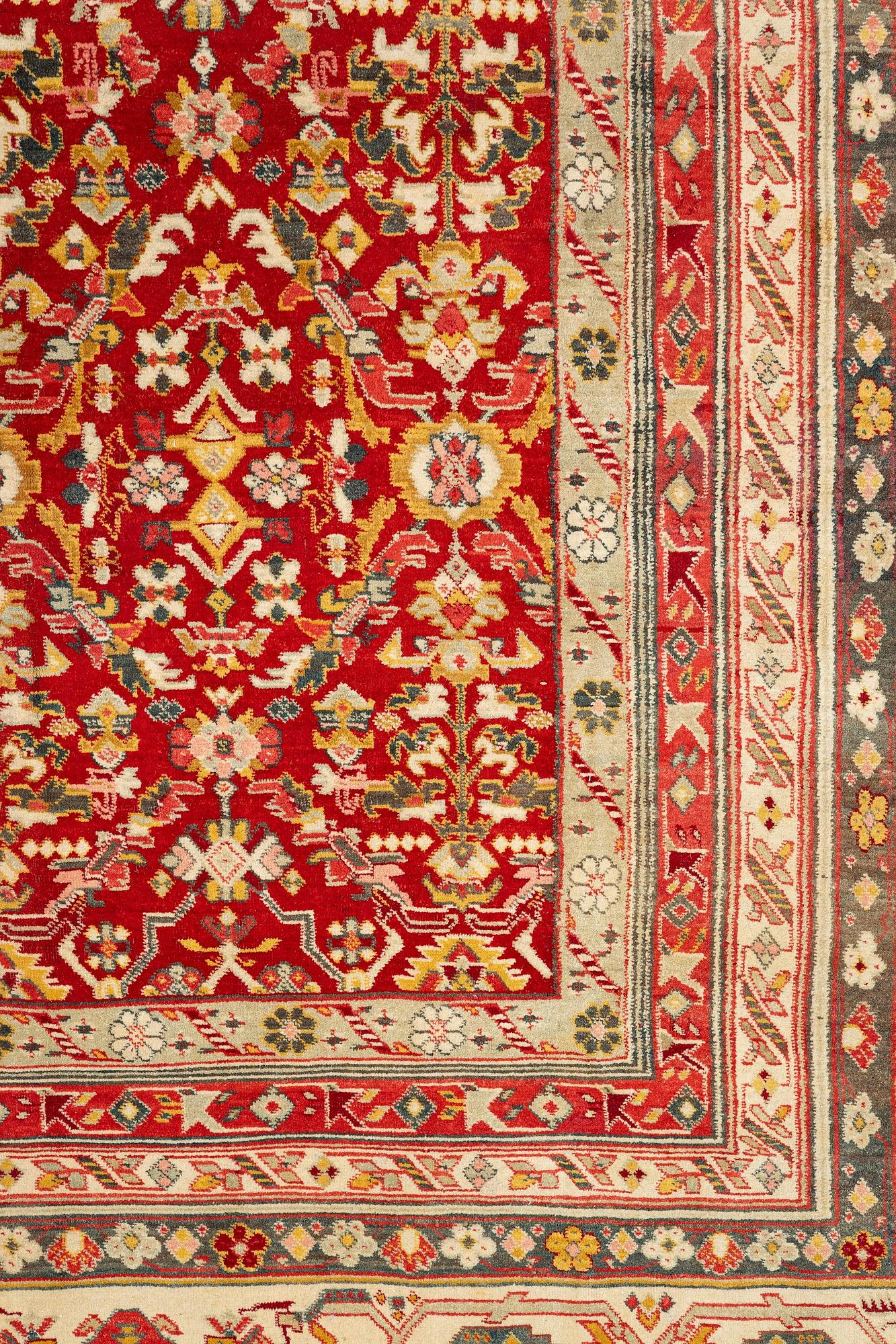 An antique Agra carpet, North India, c. 470 x 370 cm.