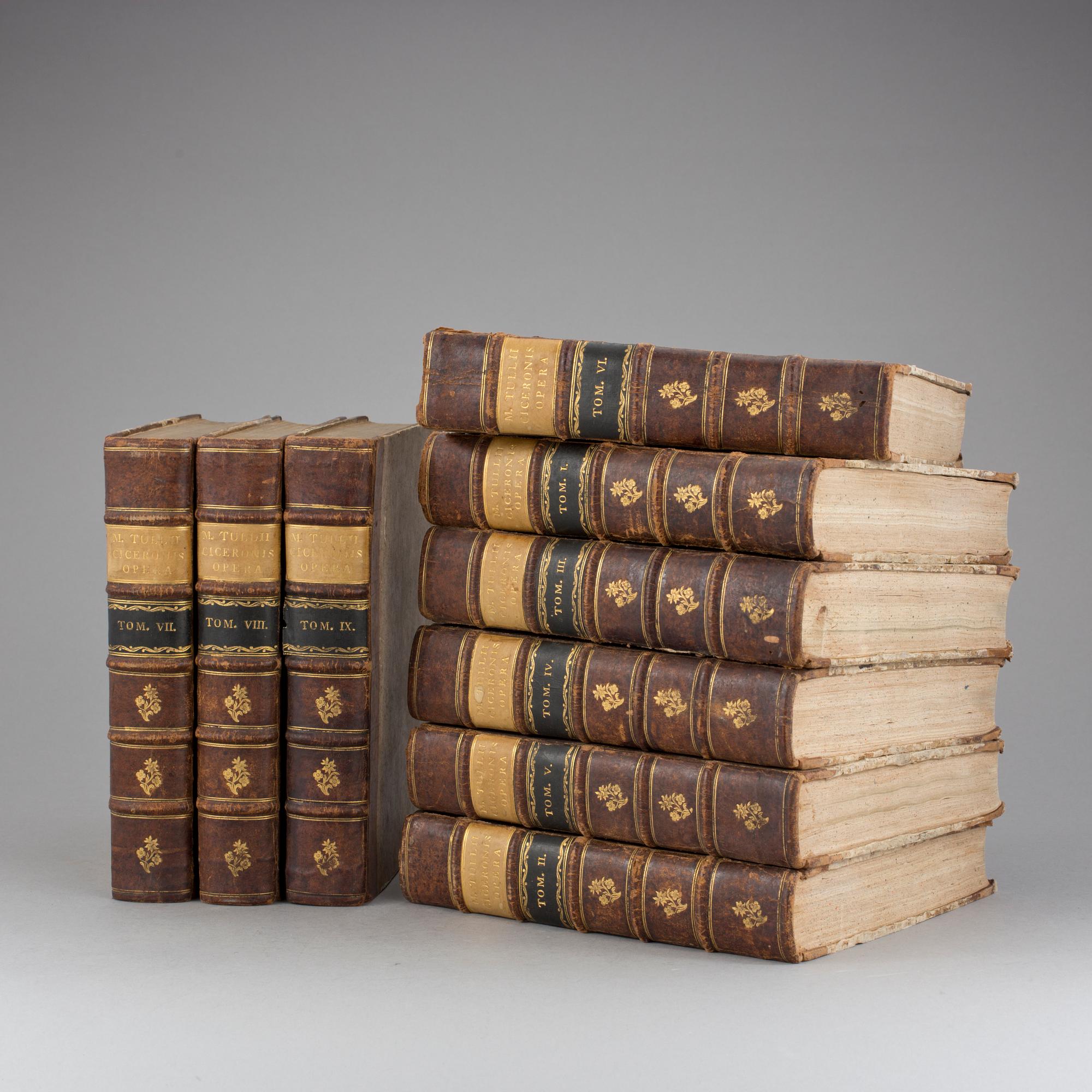 BÖCKER, 9 st. "CICERONIS OPERA", M. Tullii, Geneve, 1758.