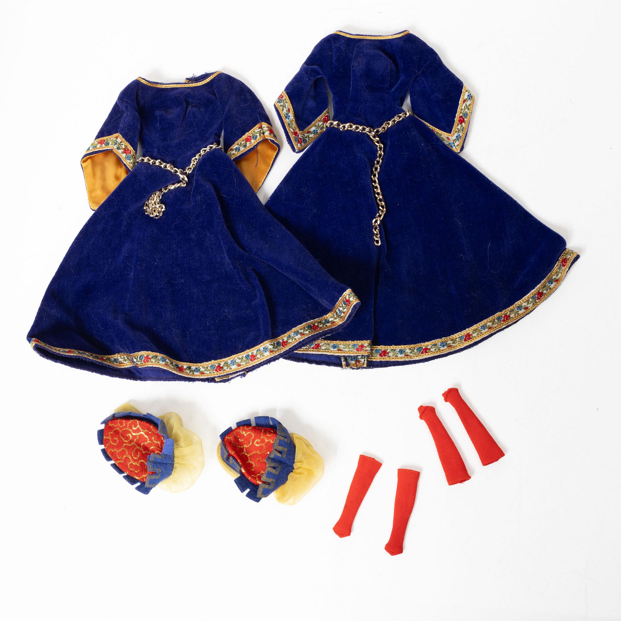Barbie dolls, 4 pcs, along with clothes and accessories, Mattel, 1960s.