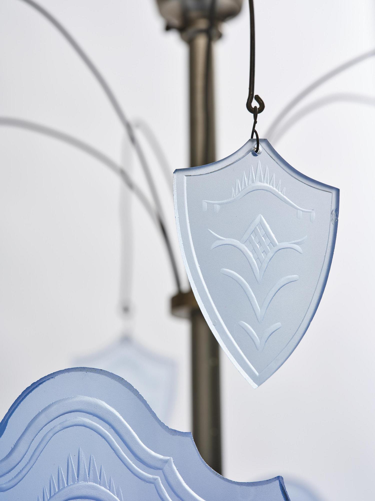 Edward Hald, a Swedish Grace ceiling lamp, Orrefors, 1920s.