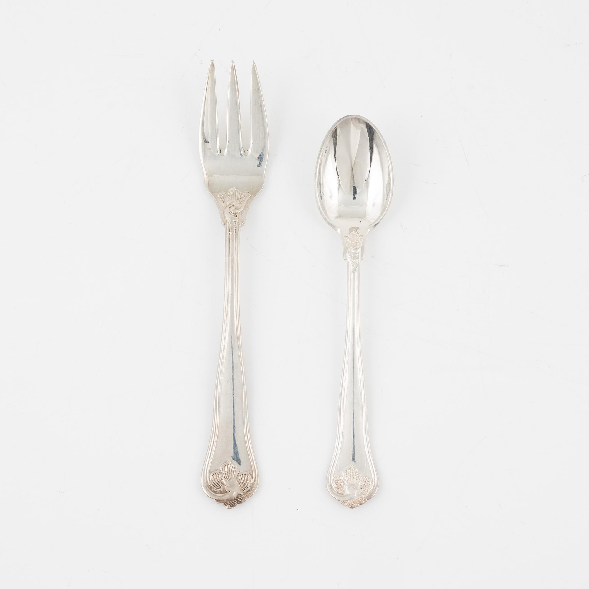 A Silver Cutlery, model Sachsisk, Cohr, second half of the 20th century (23 pieces).
