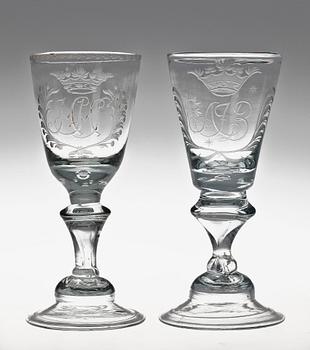 VINGLAS, 2 st, 1700-tal.
