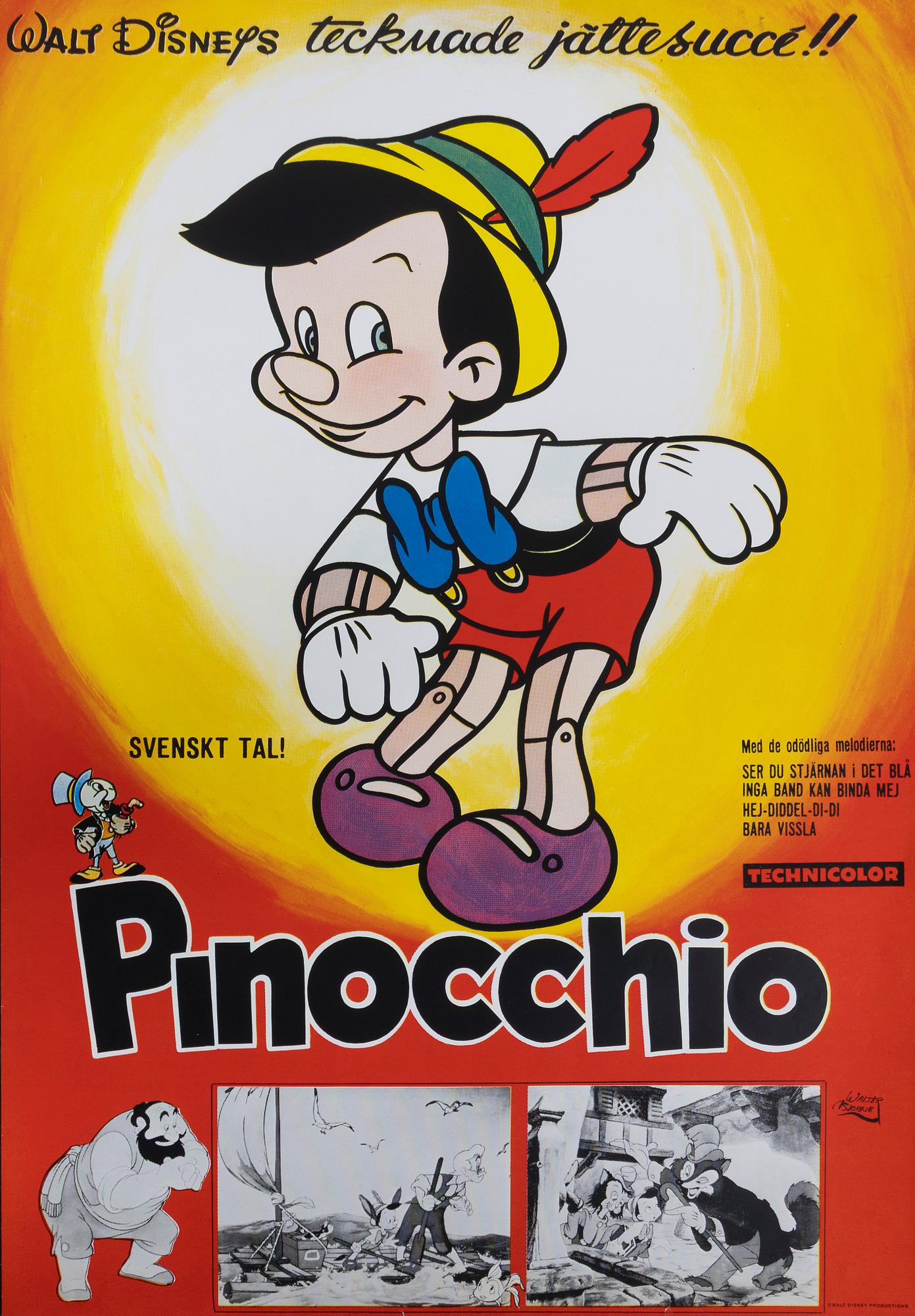 Walter Bjorne, a vintage movie poster, 'Pinocchio'.