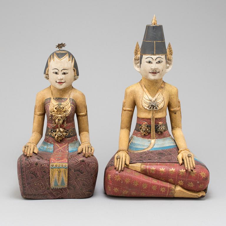 Two wooden sculptures, south east asia, 20th century.