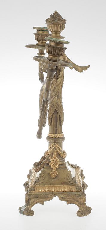 KANDELABER, mässing, Louis XVI-stil, märkt WF, sent 1800-tal.