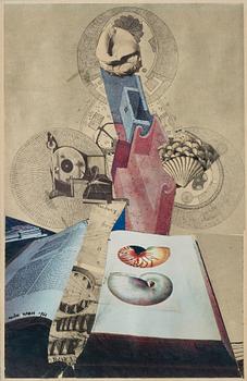 Endre Nemes, collage, signerad och daterad 1966.