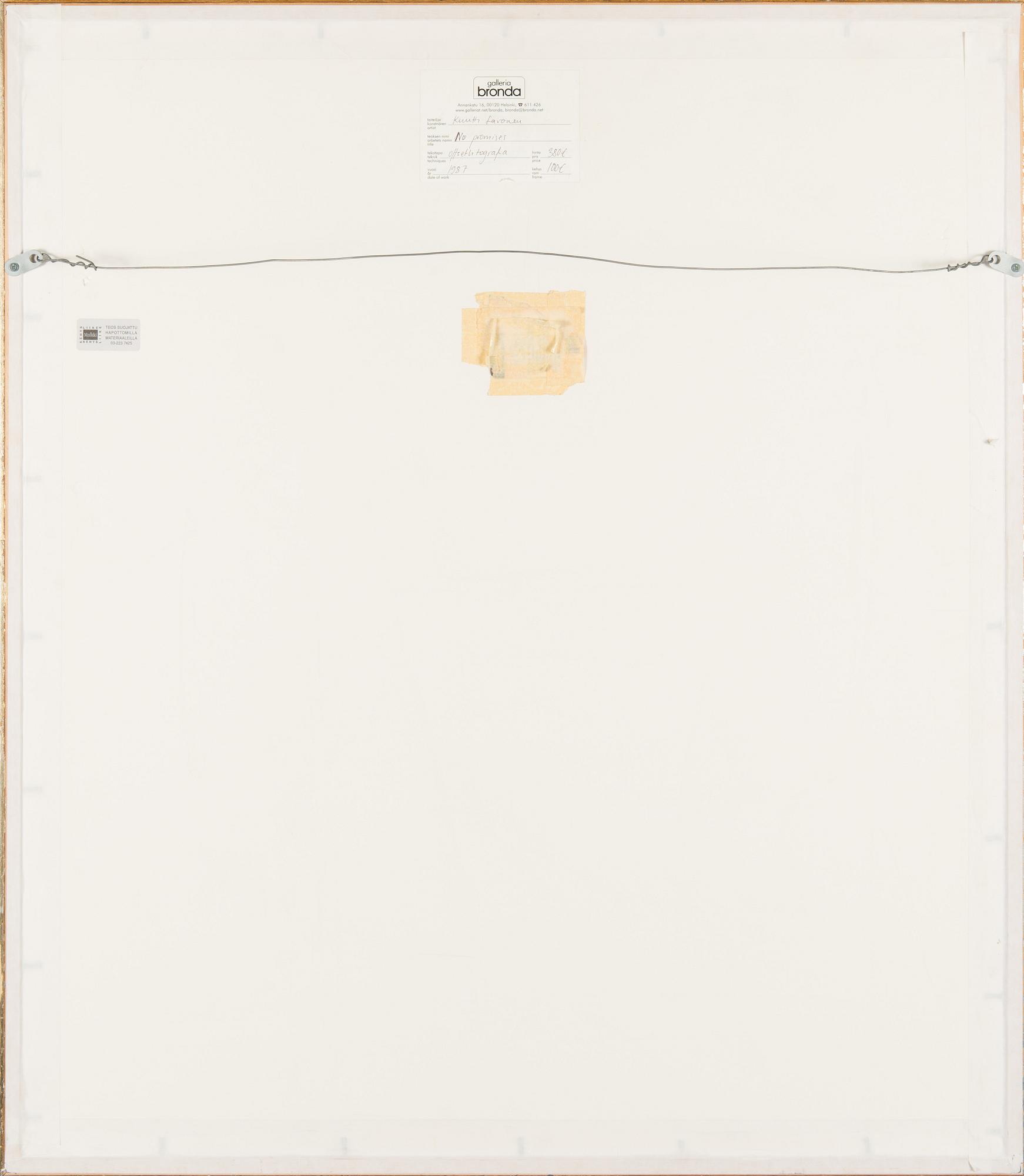 Kuutti Lavonen, litografi, signerad och daterad 1987, numrerad 45/50.