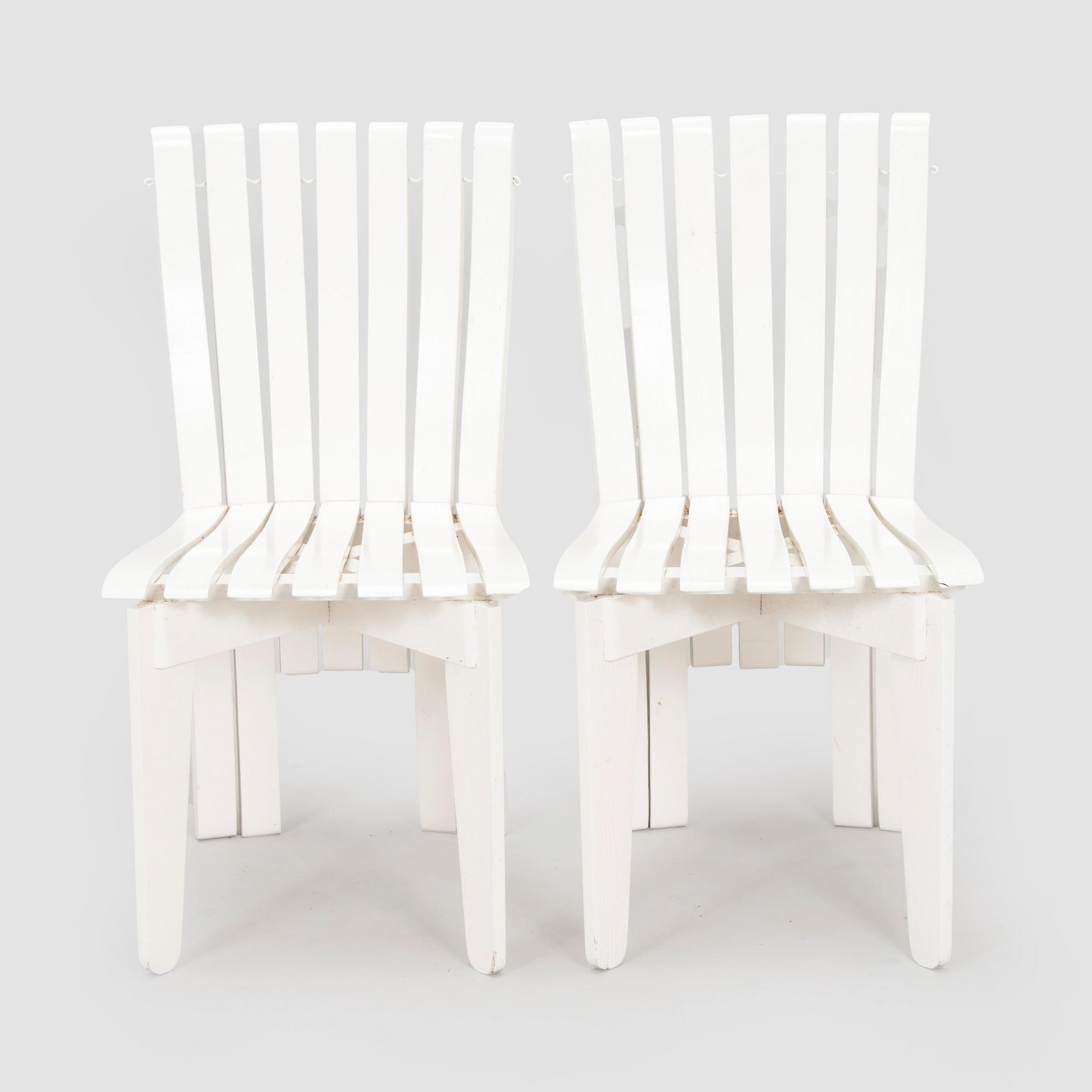 Alvar & Aino Aalto, Four 'Aurinko' (Sun-serial) garden chairs, model 910  for O.Y. Huonekalu- ja Rakennustyötehdas A.B. 1957.