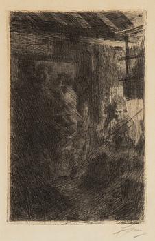 Anders Zorn, etsning, signerad Zorn med blyerts samt daterad 1917 i plåten.