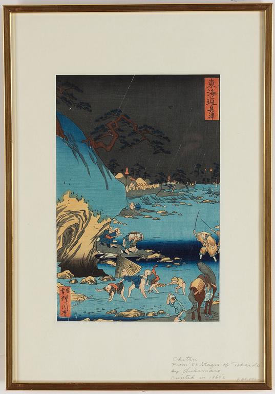 Kawanabe Kyosai (1831-1889), efter, färgträsnitt. Japan, sent 1800/tidigt 1900-tal.