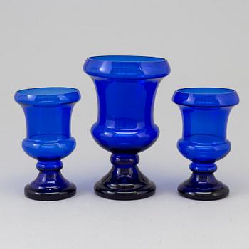 Three glass vases, late 20th century.