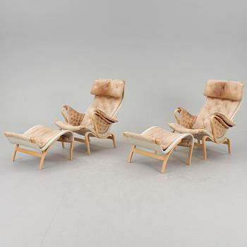 FÅTÖLJ och FOTPALL, ett par, "Pernilla", Bruno Mathsson för DUX.