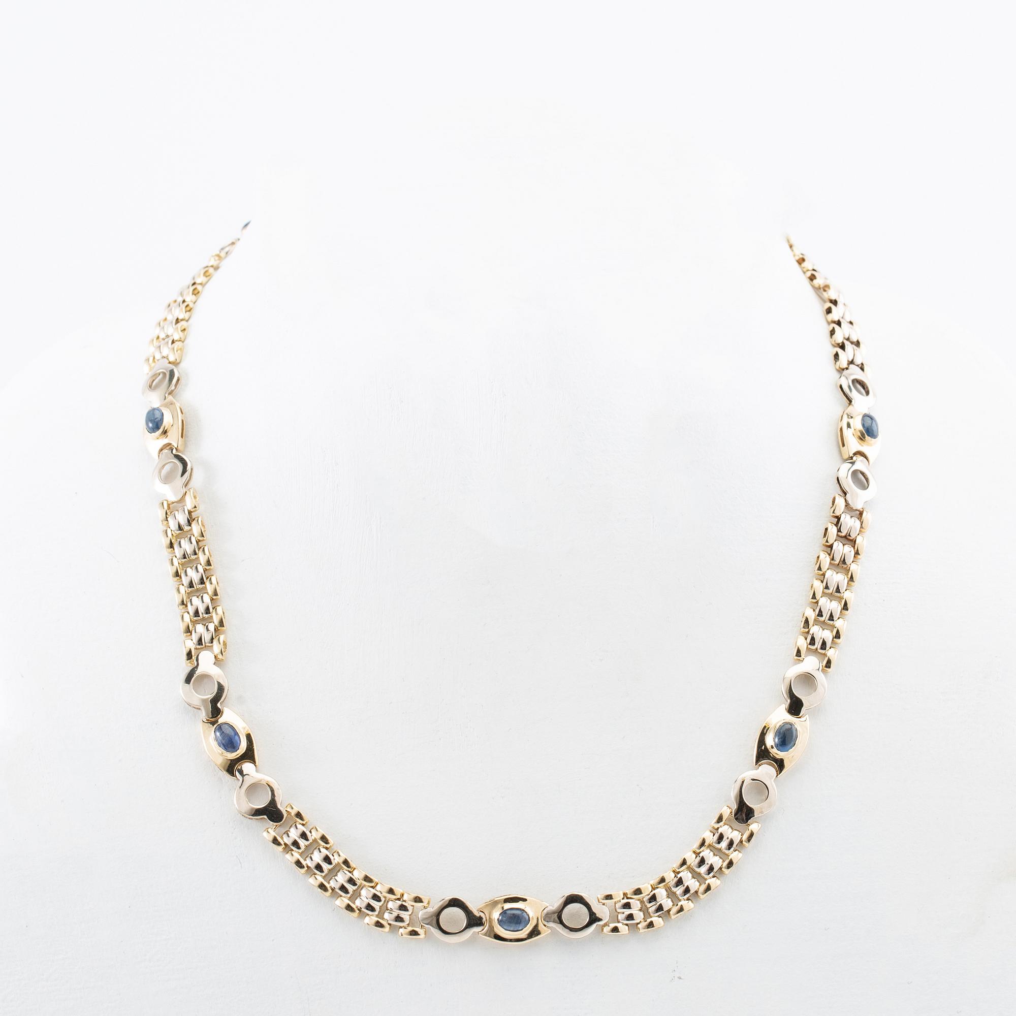 Necklace 18K two-tone gold with cabochon-cut sapphires, Cuccarolo Costante, Vicenza Italy.