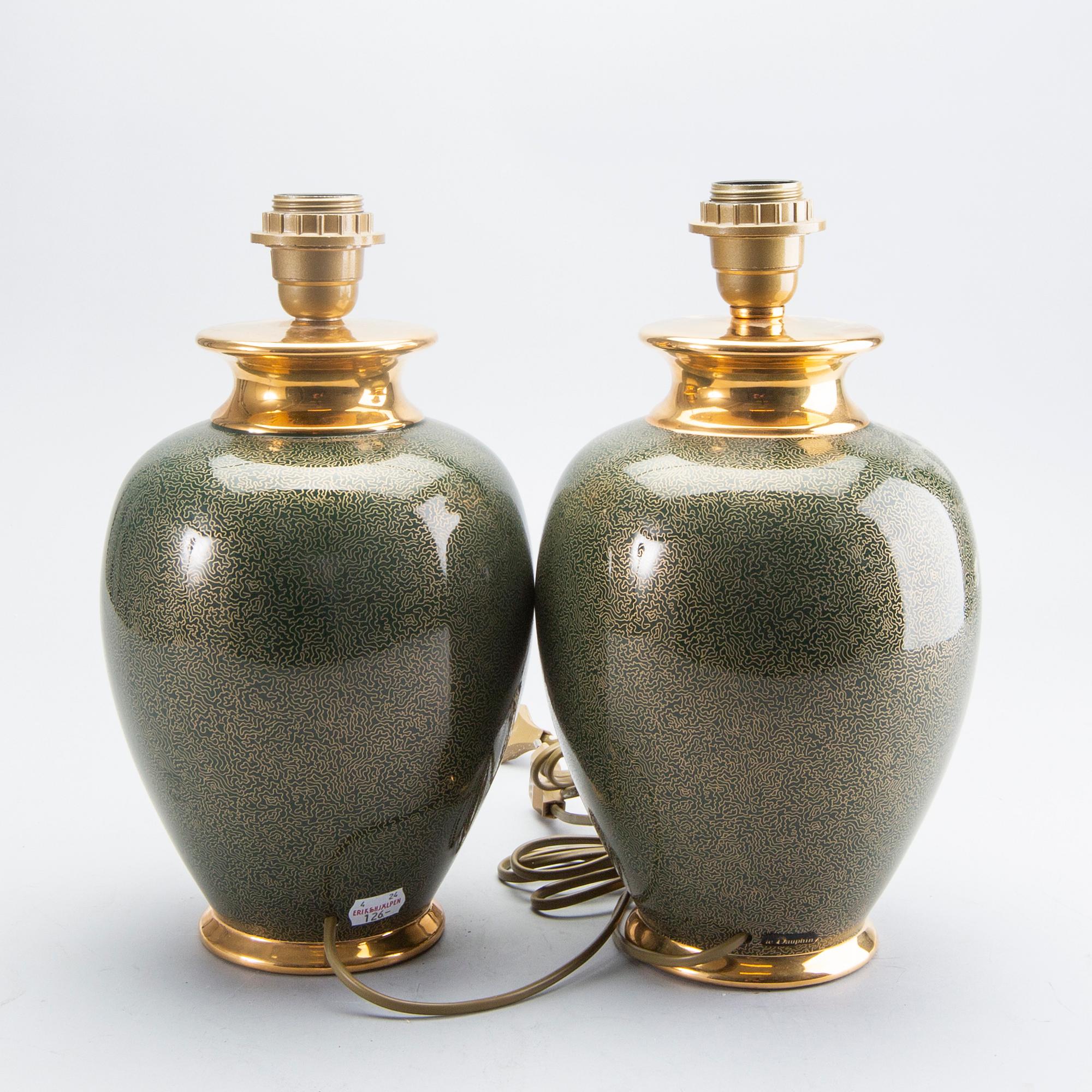 Table lamps, a pair, Le Dauphin, France, second half of the 20th century.