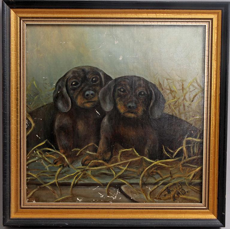 OKÄND KONSTNÄR, olja på duk, otydl. sign o dat 1913.