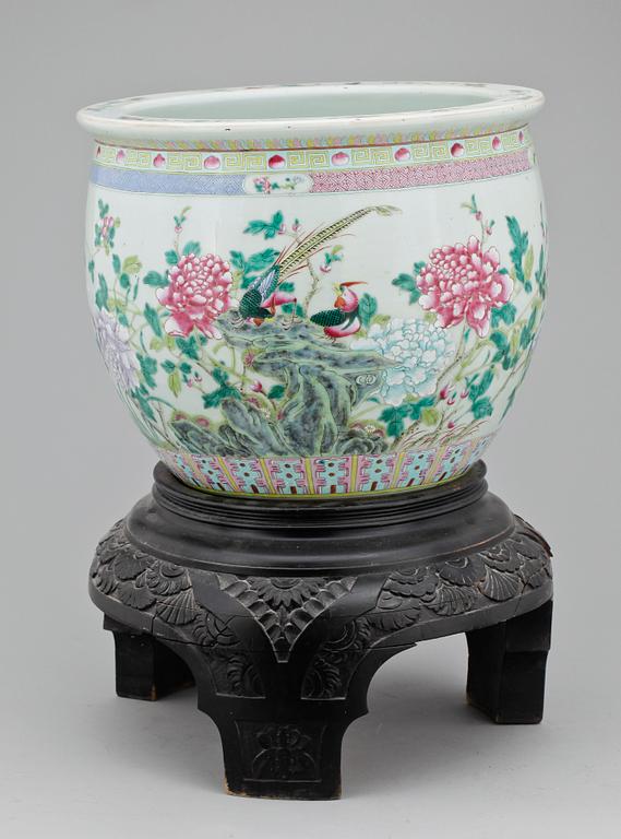 FISKBASSÄNG, porslin, Qing, Kina 1800-talets andra hälft.