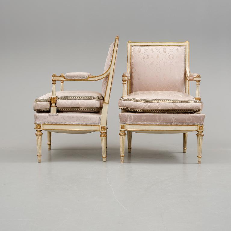 SALONGSGRUPP, 3 delar, Louis XVI-stil, Spanien, 1900-talets första hälft.