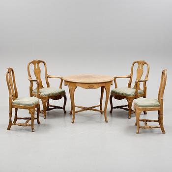 MATGRUPP, 5 delar, Svenska Möbelfabrikerna Bodafors, rokokostil, 1900-talets första hälft.