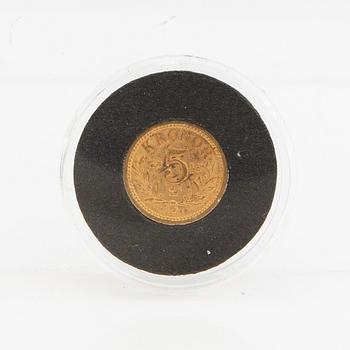 Guldmynt Sverige, Oscar II 5 kr, 1901.