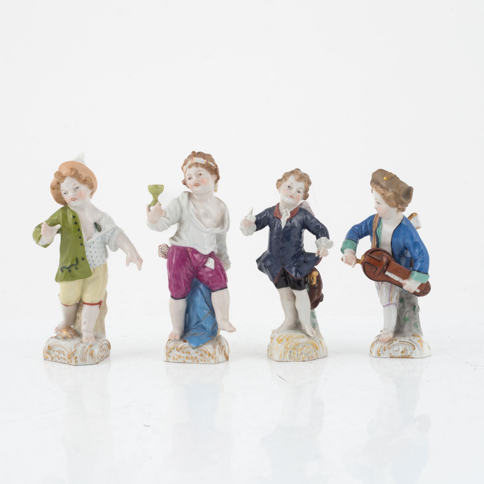 Four porcelain figurines, Königliche Porzellan-Manufaktur, Berlin, 19th century.