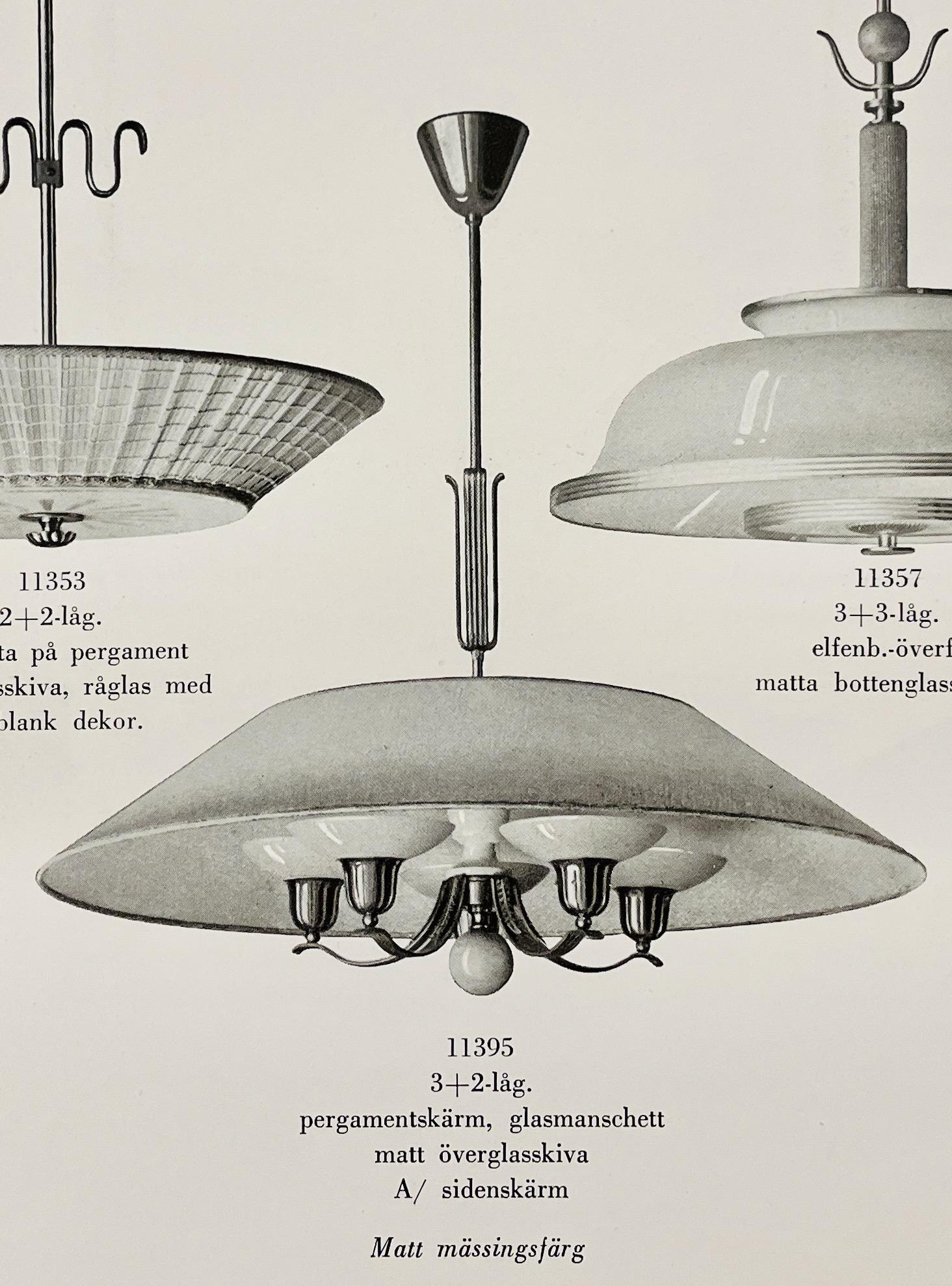 Harald Notini, taklampa, modell "11395", Arvid Böhlmarks Lampfabrik, 1940-tal.