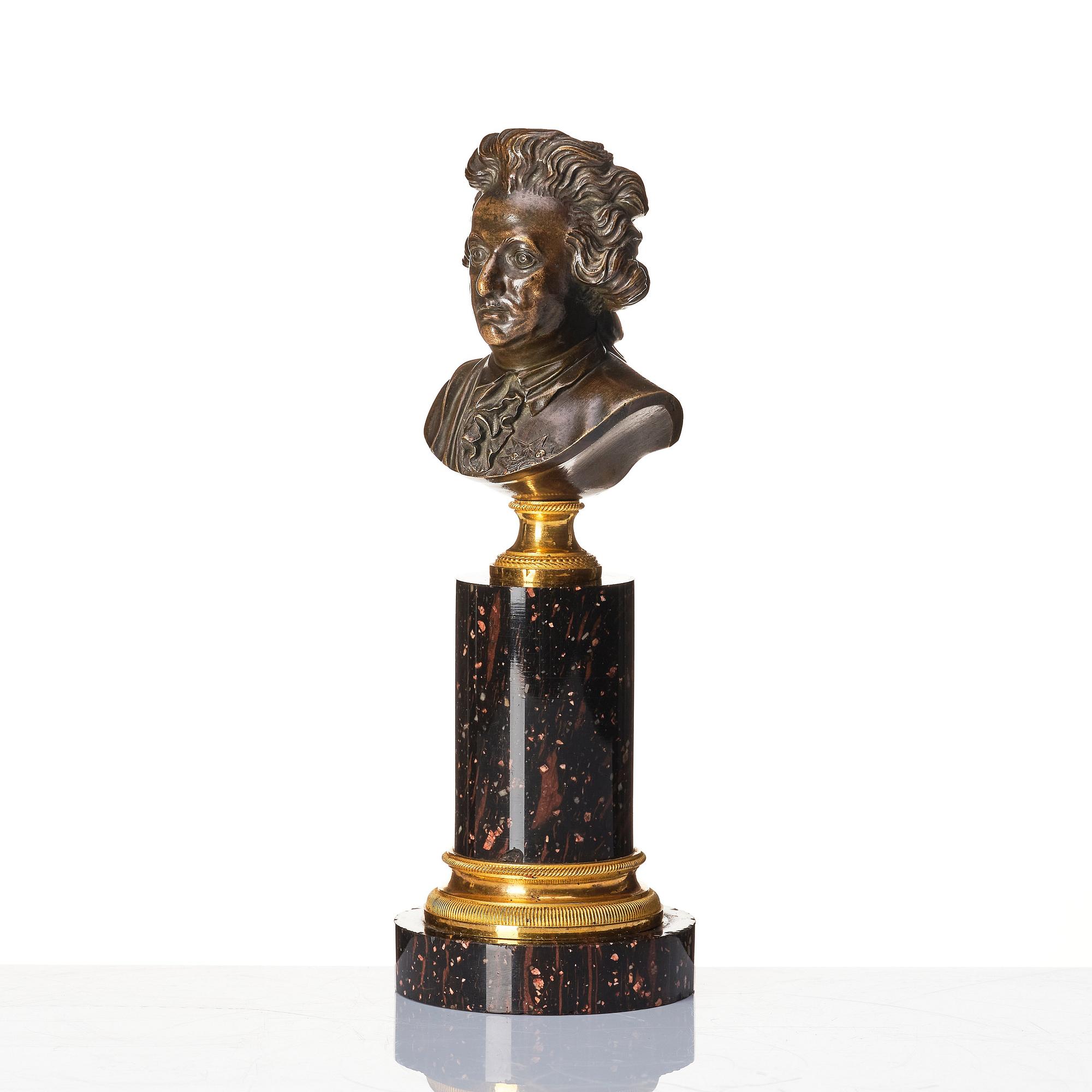 Bordsbyst, Gustav III, efter Johan Tobias Sergel, tillskriven Fredrik Ludvig Rung (1758-1837).