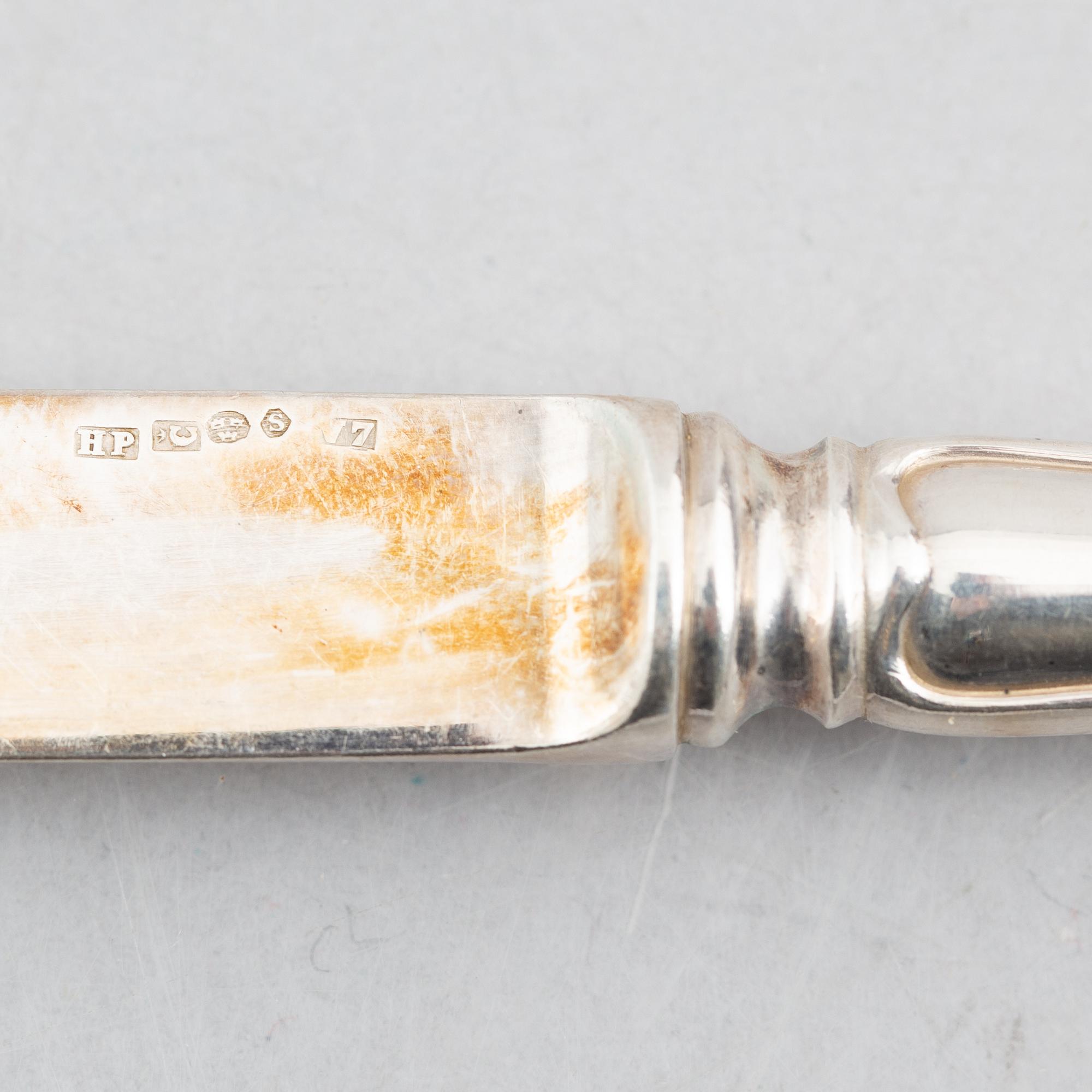A set of 24 silver fruit knives and forks by Hanna Persson, Kristianstad, Sweden, 1923.