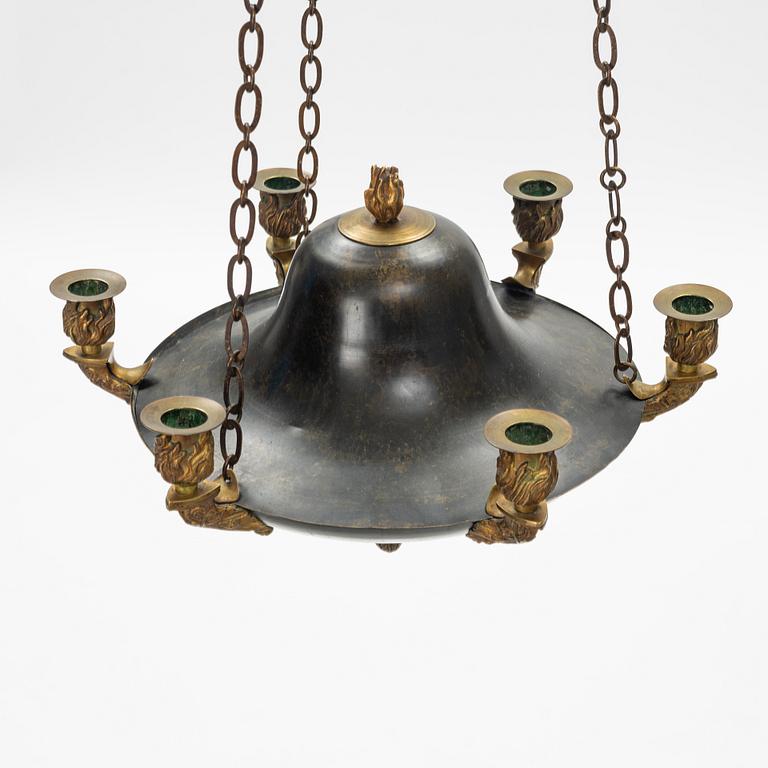 A Swedish  Empire style six light hanging-lamp, late 19th century /year 1900.