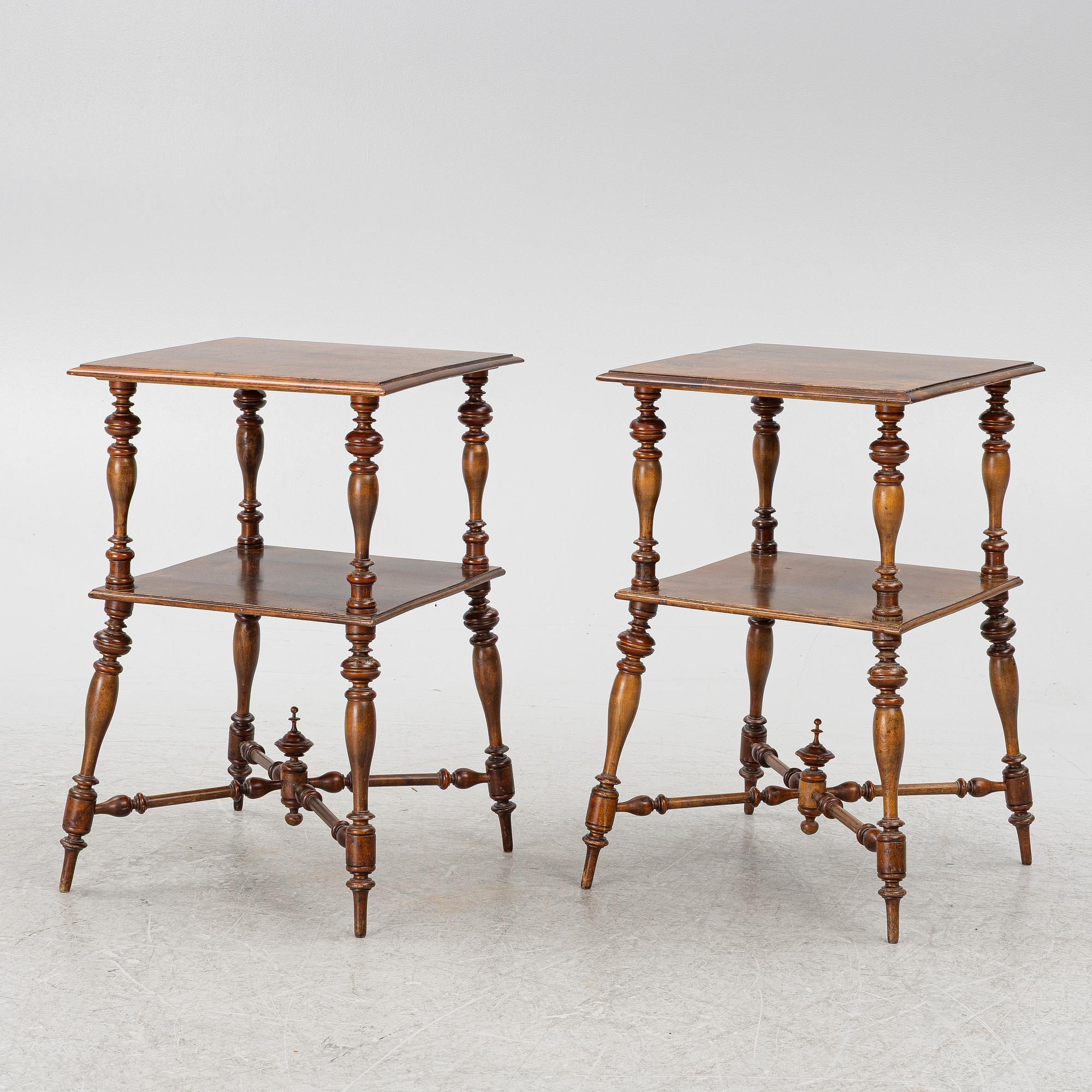A pair of side tables/bedside tables, second half of the 19th century.