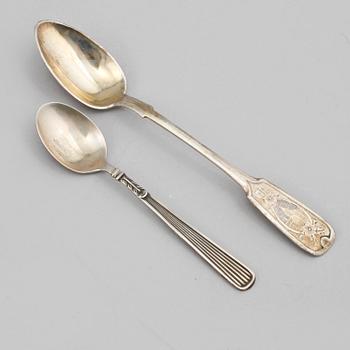 KAFFESKEDAR, 24 st, silver, Sverige, Ryssland och importstämplat, 1800- och 1900-tal, vikt 287 g.