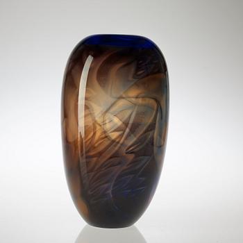 An Eva Englund 'graal' glass vase, 'Dancing Eros', Orrefors 1988.