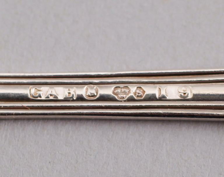 KAFFESKEDAR, 23 st, silver, "Olga", GAB, Stockholm 1950/60-tal. Vikt ca 297 gram.