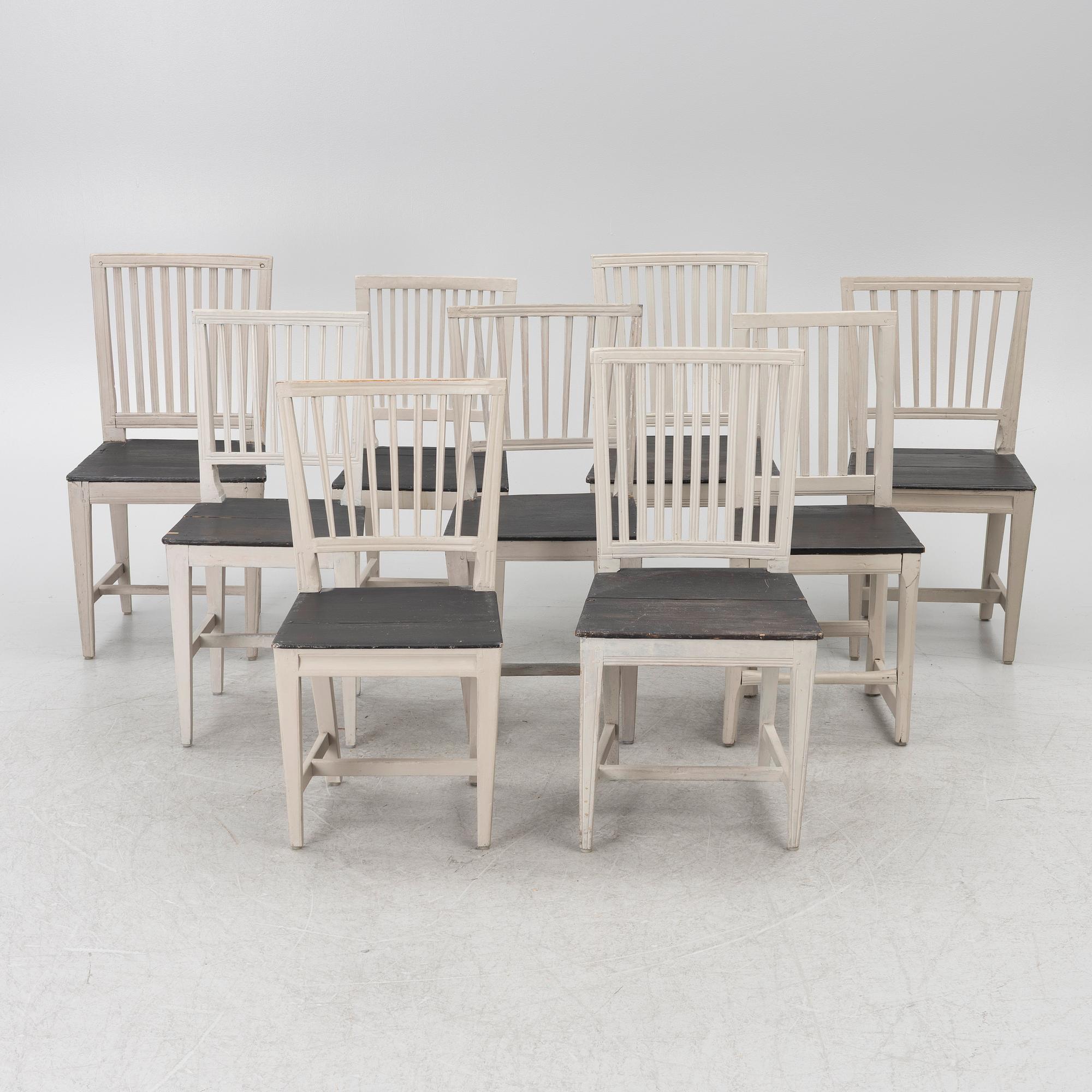 Chairs, 8 + 1, similar, Swedish "Åsberg chairs".