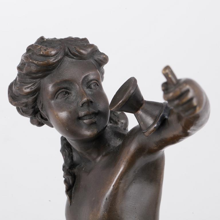 STATYETT, brunpatinerad brons, märkt Goldscheider, 1800-tal.