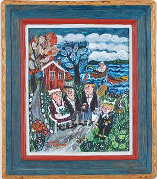 Sven Lidberg, olja på pannå med konstnärsram, signerad.