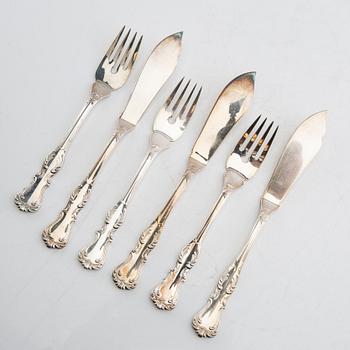 Fish cutlery 28 pcs "Olga" silver GAB Eskilstuna 1990s.