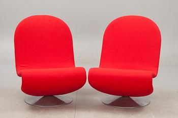 FÅTÖLJER, 2 st, Verner Panton för Fritz Hansen, "System 1-2-3". 1970-talets mitt.