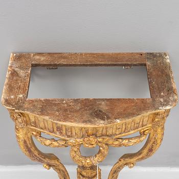 A presumably Danish Louis XVI giltwood and marble console table, late 18th century.