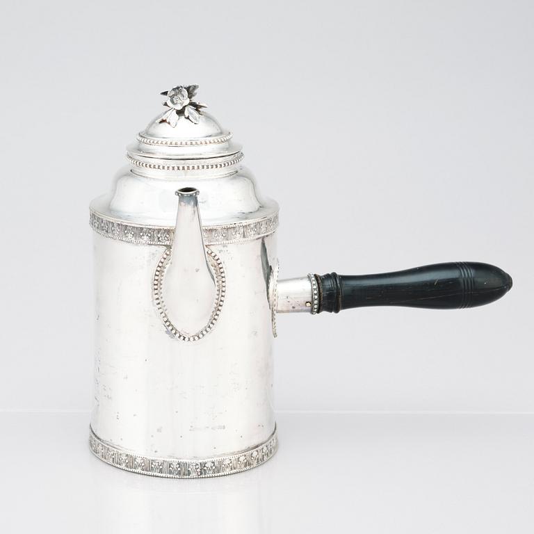 Samuel Lyberg, kaffekanna, silver, Borås 1779-1834. Gustaviansk.