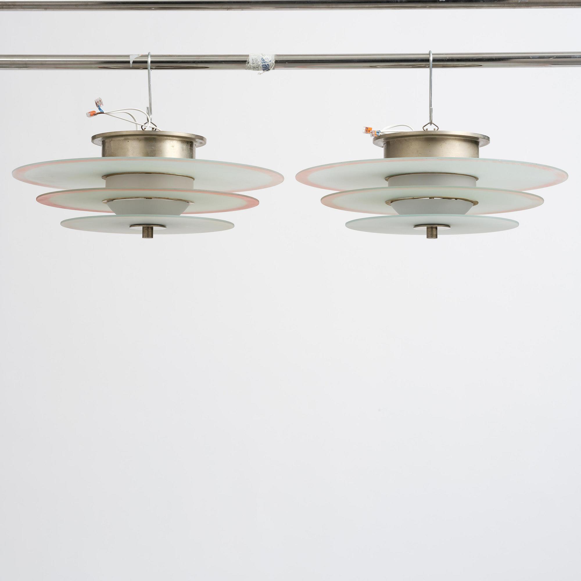 Harald Notini, taklampor, ett par, modell "10401", Arvid Böhlmarks Lampfabrik, Stockholm, 1930-tal.