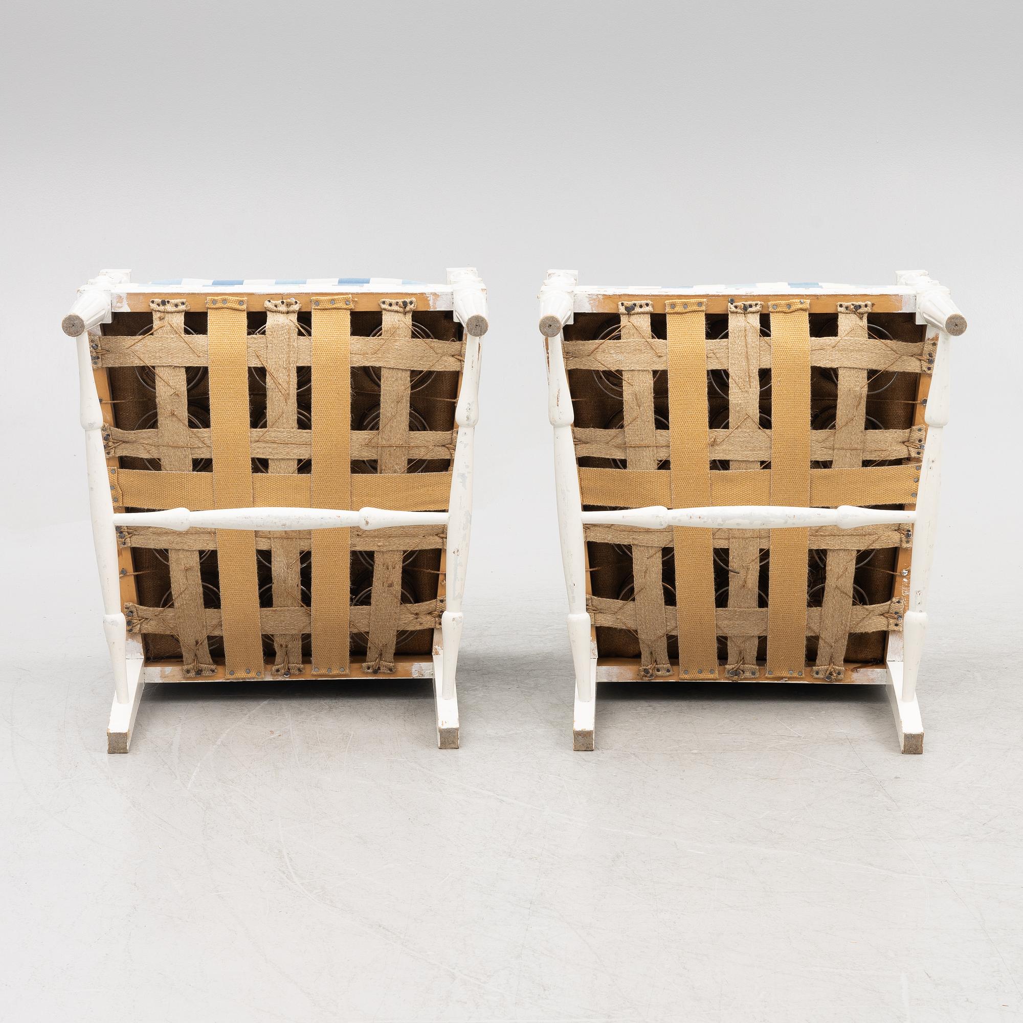 A pair of Gustavian style chairs, late 19th century.