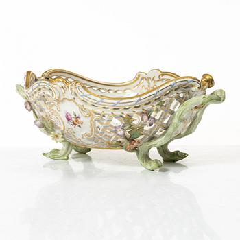 A pierced rococo-style porcelain bowl, KPM, Germany, early 20th century.