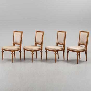 A set of four Gustavian style chairs, second half of the 20th century.