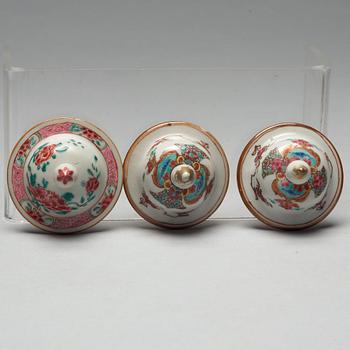 Three famille rose vases with covers, Qing dynasty, Qianlong (1736-95).