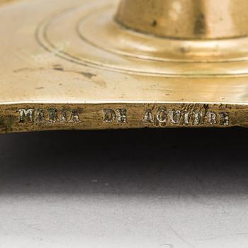 A late 17th century Spanish brass candlestick.