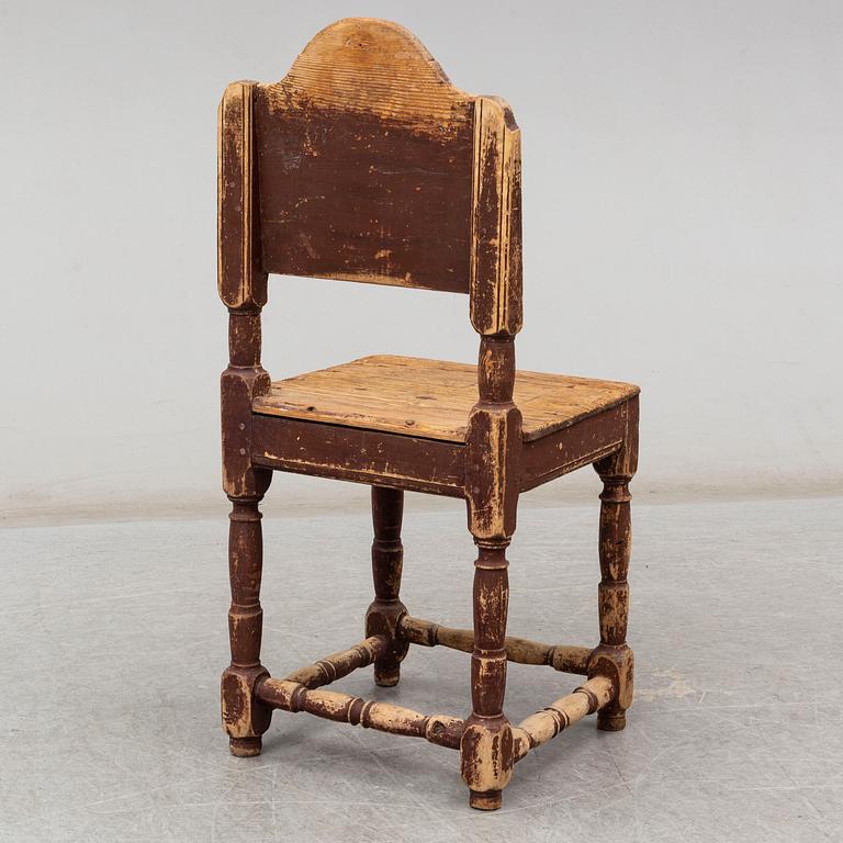 A painted pine chair from Jämtland or Härjedalen, 19th Century.