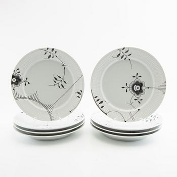 Plates, 8 pcs, porcelain, "Black Fluted Mega," Royal Copenhagen, Denmark.