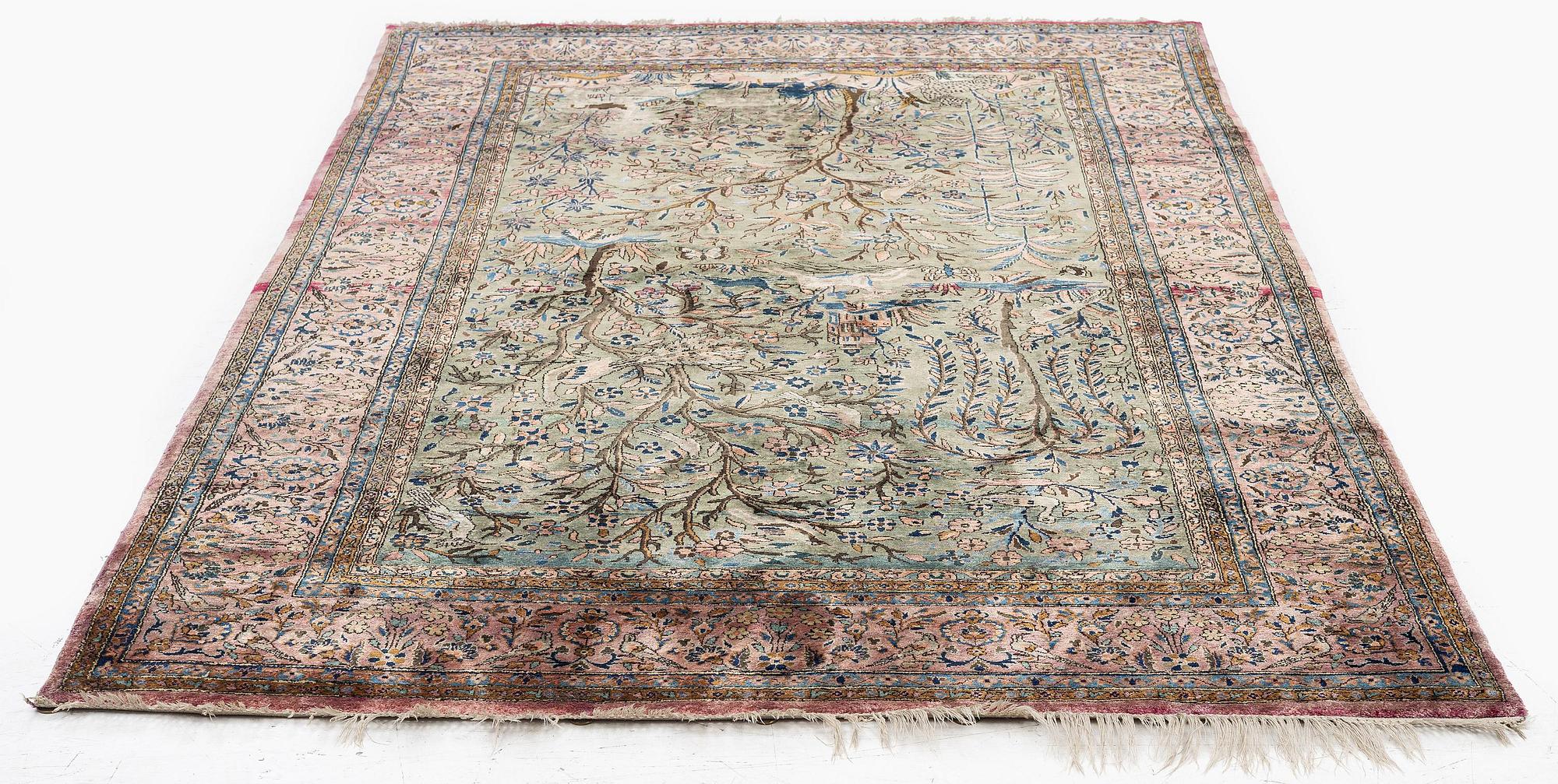 Matta antik silke Keshan, centrala Persien, ca 200 x 127 cm.